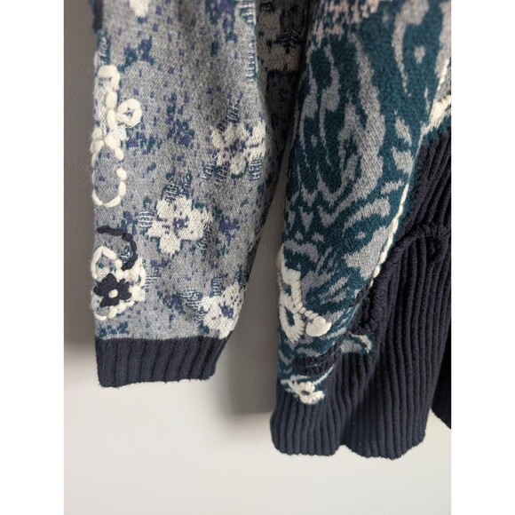 Anthropologie HWR Emma Cardigan Sweater M Wool Embroidered Floral Cottagecore - Picture 9 of 15